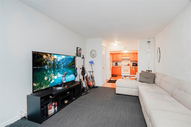 view of carpeted living area