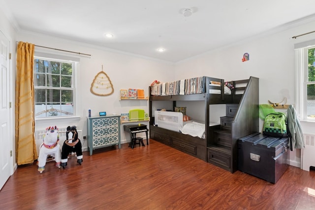 40 Grafton St, Greenlawn, NY 11740 - bedroom featuring wood finished floors, crown molding, and recessed lighting
