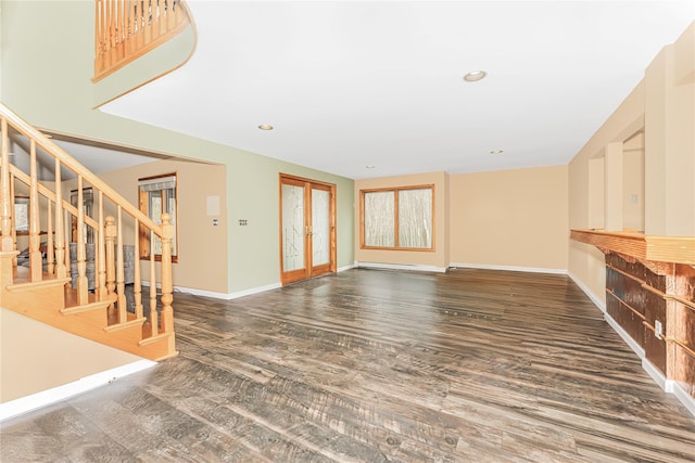 24 Babbling Brook Ln, Cold Spring, NY 10516 - unfurnished living room with stairs, wood finished floors, baseboards, and recessed lighting
