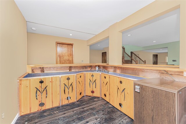 24 Babbling Brook Ln, Cold Spring, NY 10516 - kitchen featuring dark wood finished floors, recessed lighting, light brown cabinets, and a sink