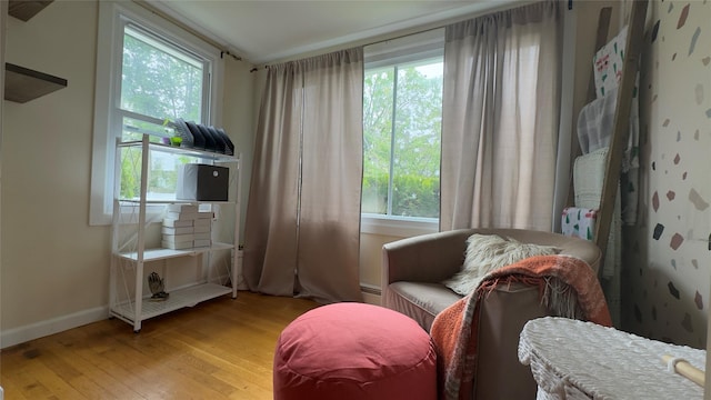 25 Center Ave, Bay Shore, NY 11706 - sitting room with light wood-style flooring, baseboards, and a baseboard radiator
