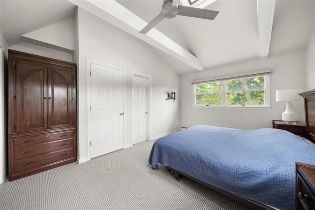 60 Hagerman Ave, East Patchogue, NY 11772 - bedroom with beam ceiling, light colored carpet, ceiling fan, a baseboard radiator, and baseboards