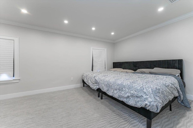 1064 Highland Pl, Woodmere, NY 11598 - bedroom featuring carpet, ornamental molding, recessed lighting, and baseboards