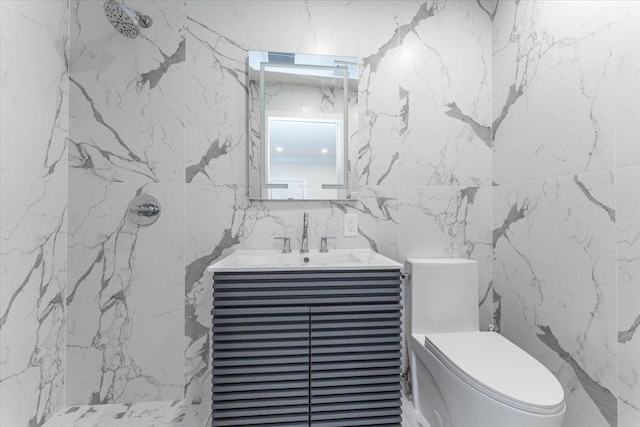1064 Highland Pl, Woodmere, NY 11598 - bathroom with a marble finish shower, vanity, and toilet