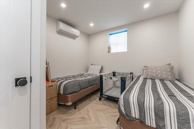 1064 Highland Pl, Woodmere, NY 11598 - bedroom featuring a wall unit AC and recessed lighting