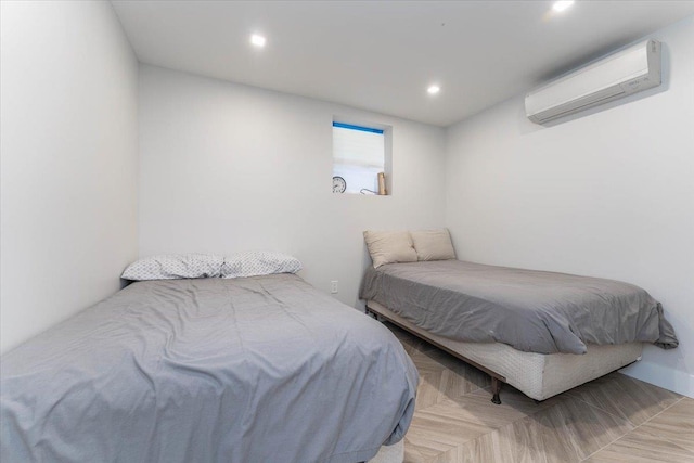 1064 Highland Pl, Woodmere, NY 11598 - bedroom featuring a wall unit AC and recessed lighting