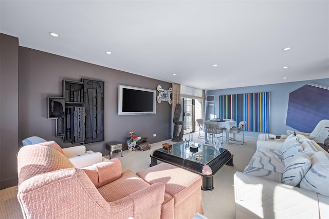 270-10 Grand Central Pkwy Unit 11V, Floral Park, NY 11005 - living room featuring recessed lighting and carpet flooring