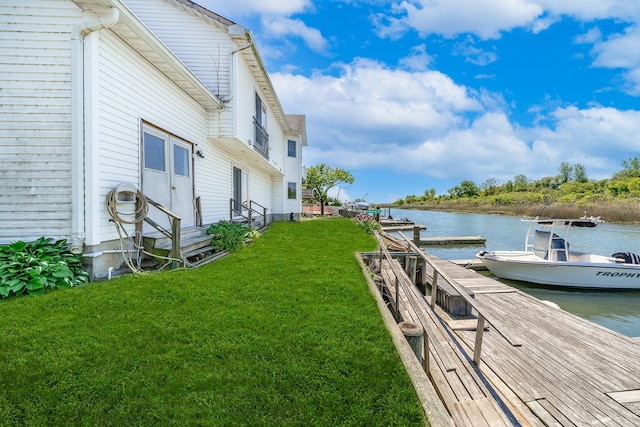 2874 Shore Rd, Seaford, NY 11783 - dock area featuring a water view and a yard