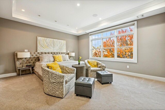 4 Warton Pl, Garden City, NY 11530 - bedroom featuring carpet floors, baseboards, a tray ceiling, and recessed lighting