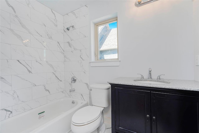 full bath with vanity, toilet, and shower / bath combination