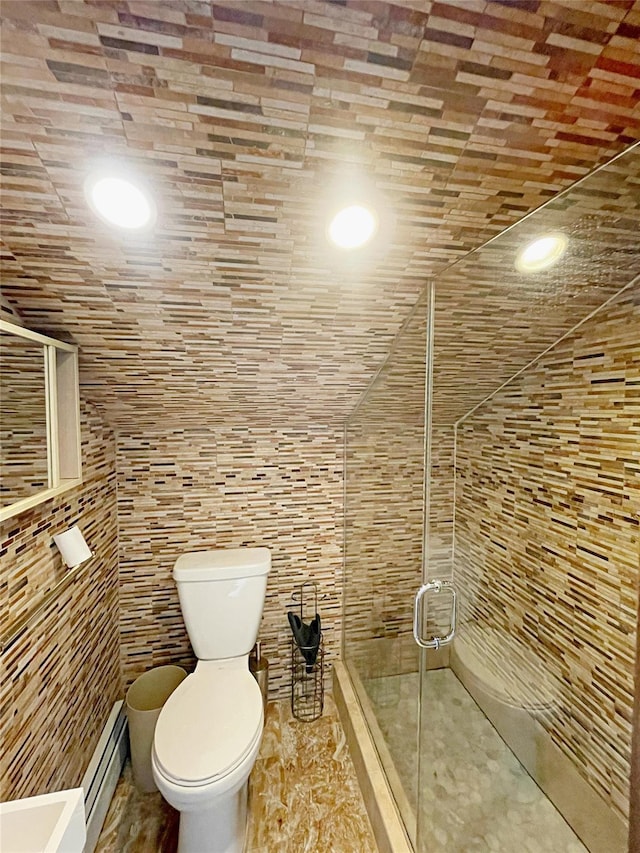 15204 79th Ave, Kew Garden Hills, NY 11367 - bathroom with baseboard heating, a stall shower, and toilet