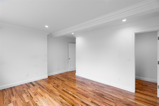 381 Wading River Rd, Manorville, NY 11949 - empty room with recessed lighting, light wood-style floors, ornamental molding, and baseboards