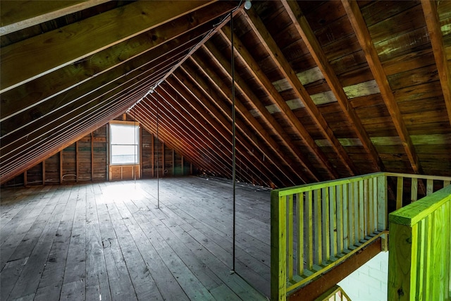 381 Wading River Rd, Manorville, NY 11949 - attic featuring an upstairs landing