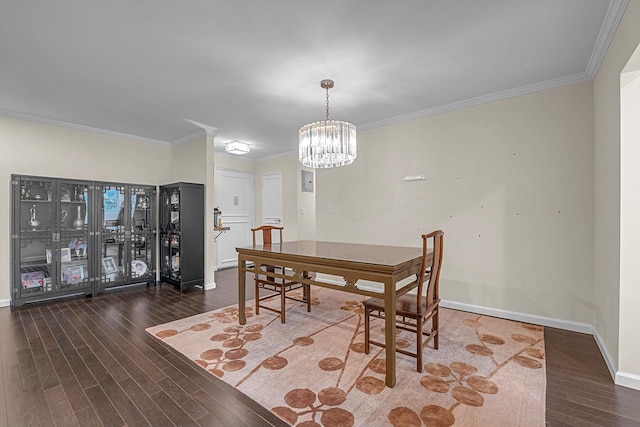 1390 Broadway Unit 107, Hewlett, NY 11557 - dining space featuring wood finished floors, ornamental molding, baseboards, and a chandelier