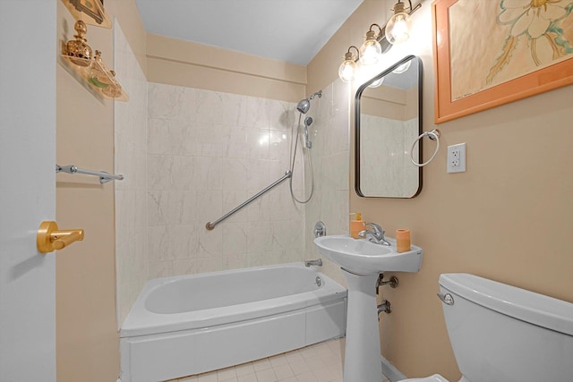 1390 Broadway Unit 107, Hewlett, NY 11557 - full bath with toilet, tile patterned floors, and  shower combination