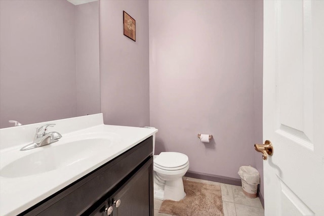 26 Kyleigh Way, Middletown, NY 10940 - half bathroom with vanity, toilet, tile patterned floors, and baseboards