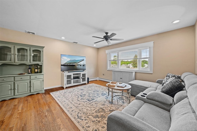 149 E Main St, Washingtonville, NY 10992 - living area with ceiling fan, recessed lighting, light wood finished floors, and baseboards