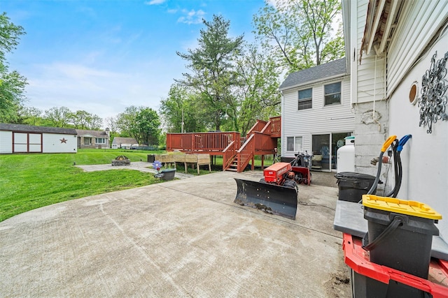 149 E Main St, Washingtonville, NY 10992 - view of patio / terrace featuring a fire pit and a deck