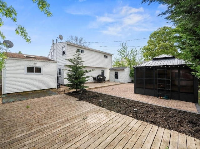 33 Saddle Ln, Levittown, NY 11756 - deck featuring a gazebo, a patio, and an outdoor structure