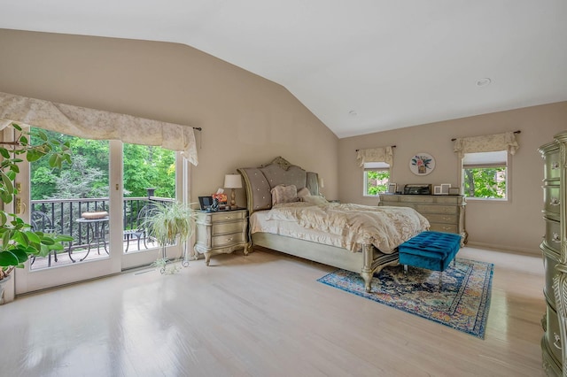 2 Farmview Dr, Dix Hills, NY 11746 - bedroom with access to exterior, lofted ceiling, and light wood-type flooring