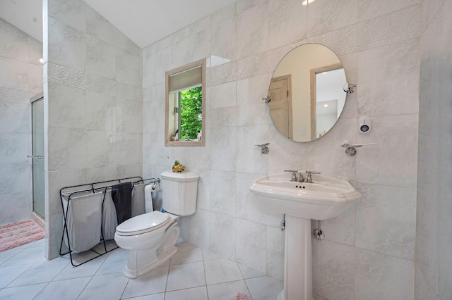 2 Farmview Dr, Dix Hills, NY 11746 - bathroom featuring tile walls, toilet, a shower stall, and tile patterned flooring