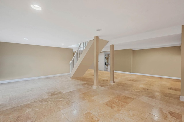 2 Farmview Dr, Dix Hills, NY 11746 - finished below grade area featuring stairs, baseboards, and recessed lighting