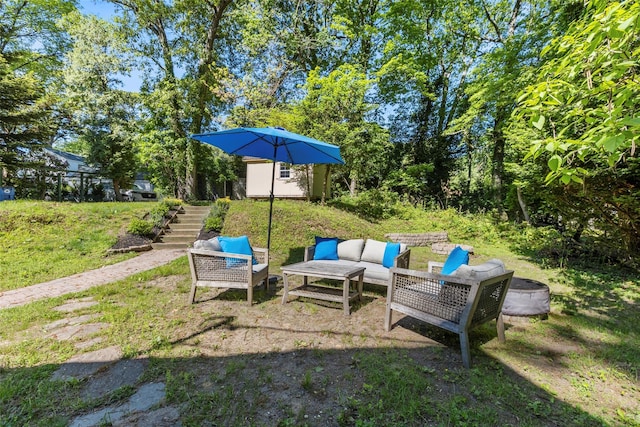 51/2 Locust Ave, Stony Brook, NY 11790 - view of yard with outdoor lounge area, stairs, and a patio