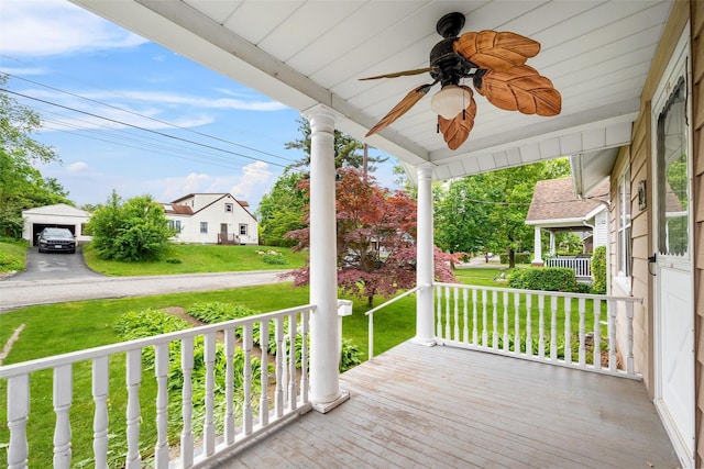 16 Oak Ter, Suffern, NY 10901 - porch featuring a ceiling fan and a yard