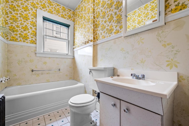 16 Oak Ter, Suffern, NY 10901 - full bathroom with wallpapered walls, a garden tub, toilet, and vanity