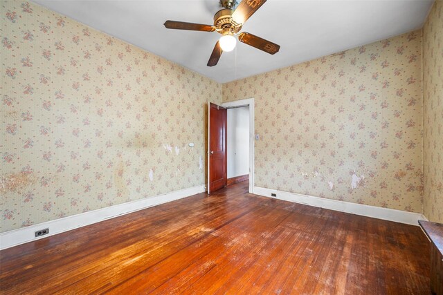 16 Oak Ter, Suffern, NY 10901 - spare room with hardwood / wood-style flooring, ceiling fan, and baseboards