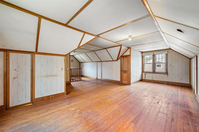 16 Oak Ter, Suffern, NY 10901 - bonus room featuring hardwood / wood-style flooring, vaulted ceiling, baseboards, and wood walls