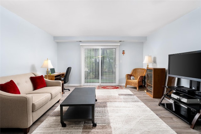 living area featuring wood finished floors