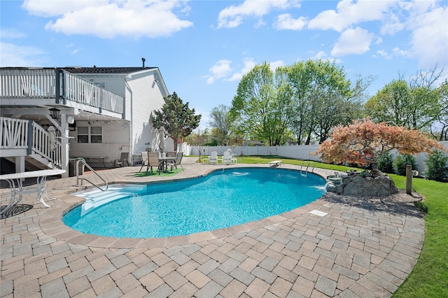 178 Prospect Pl, Bay Shore, NY 11706 - view of pool with a patio, a deck, stairway, and outdoor dining area