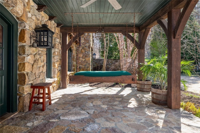118 John St, Greenwich, CT 06831 - view of patio featuring a ceiling fan