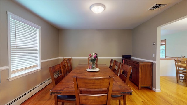 10 Courtney Ln, Brewster, NY 10509 - dining area with light wood-style flooring, baseboard heating, and baseboards