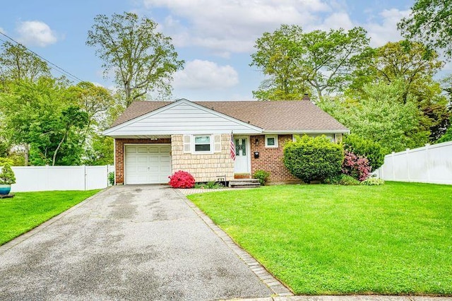 view of front of house with an attached garage, driveway, brick siding, entry steps, and roof with shingles
