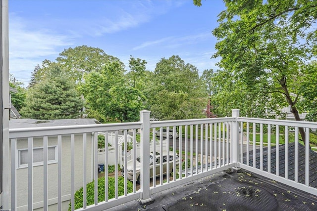 balcony with view of scattered trees