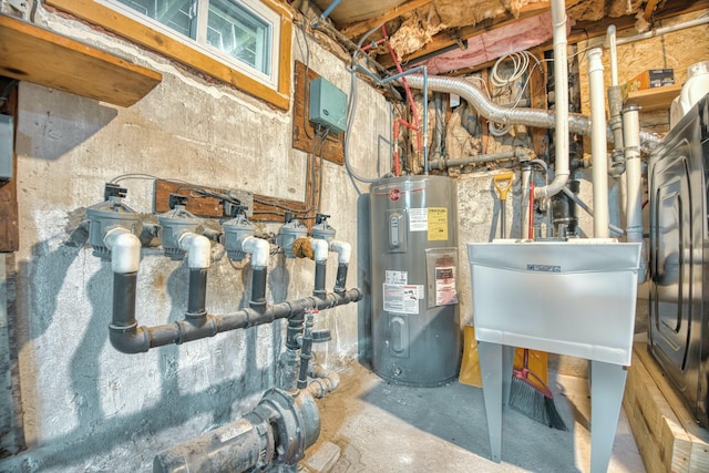 48 Hillside Ave, Patchogue, NY 11772 - utilities featuring electric water heater and a sink