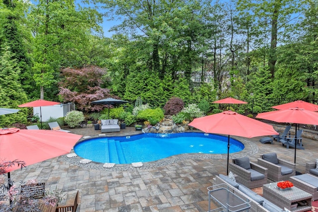 7 Tuxedo Dr, Melville, NY 11747 - swimming pool with an outdoor hangout area and a patio