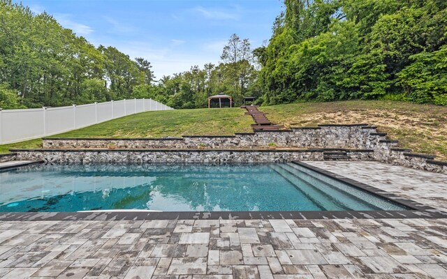 94 Stonehurst Ln, Dix Hills, NY 11746 - view of swimming pool with a gazebo and view of scattered trees