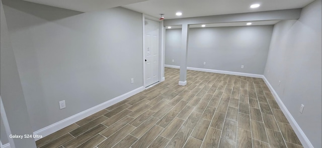 151 Boylston St, Hempstead, NY 11550 - finished below grade area featuring baseboards, wood finished floors, and recessed lighting