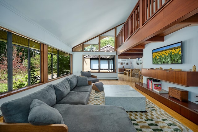 1 Ridge Rd, Tuxedo Park, NY 10987 - living room featuring wood finished floors and high vaulted ceiling