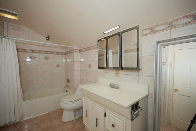 1 Ridge Rd, Tuxedo Park, NY 10987 - full bath featuring tile walls, tile patterned flooring, shower / tub combo, vanity, and toilet