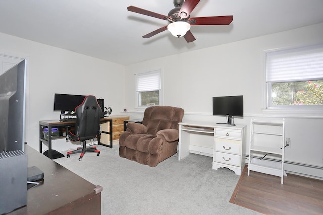 29 Park Ter, Valley Cottage, NY 10989 - carpeted home office with ceiling fan and a baseboard heating unit