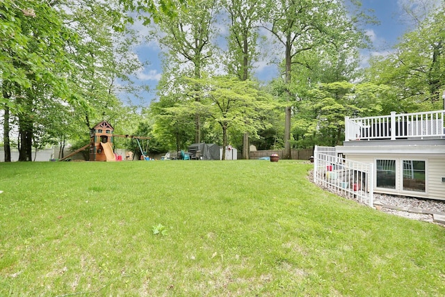 29 Park Ter, Valley Cottage, NY 10989 - view of yard featuring a playground and view of wooded area