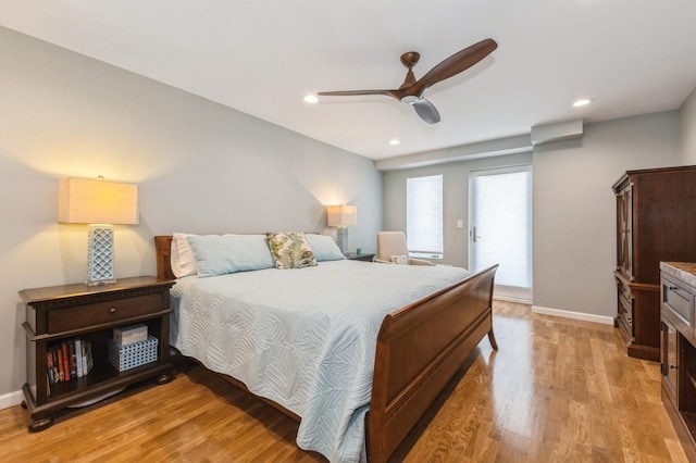 260 W Broadway Unit 2B, Long Beach, NY 11561 - bedroom with light wood-type flooring, baseboards, ceiling fan, and recessed lighting