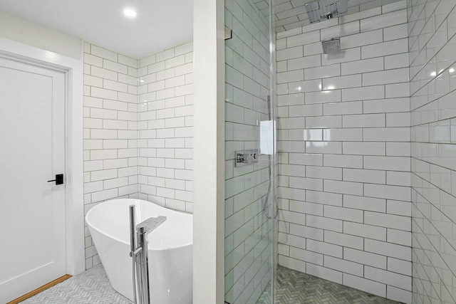92 Glenwood Ave, New Rochelle, NY 10801 - full bathroom featuring a stall shower and a freestanding bath