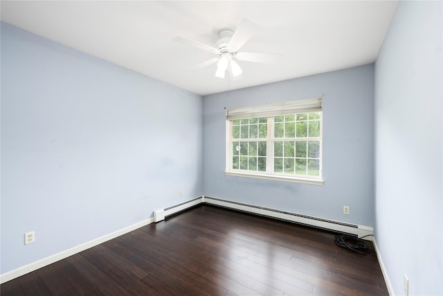 84 Autumn Dr, Poughkeepsie, NY 12603 - unfurnished room featuring wood finished floors, a ceiling fan, baseboards, and a baseboard radiator