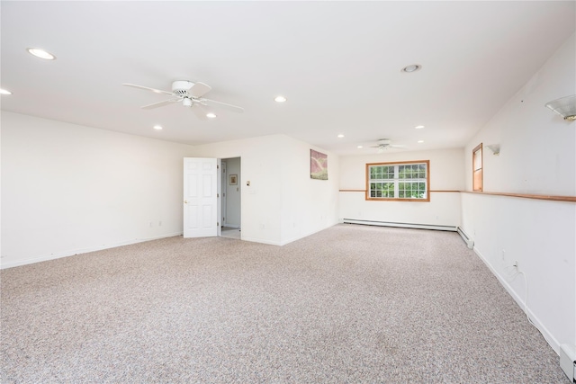 84 Autumn Dr, Poughkeepsie, NY 12603 - empty room with ceiling fan, baseboard heating, recessed lighting, and carpet flooring