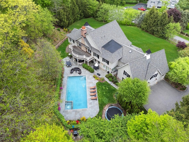 7 Ridgeview Cir, Armonk, NY 10504 - aerial view of property and surrounding area with a pool area